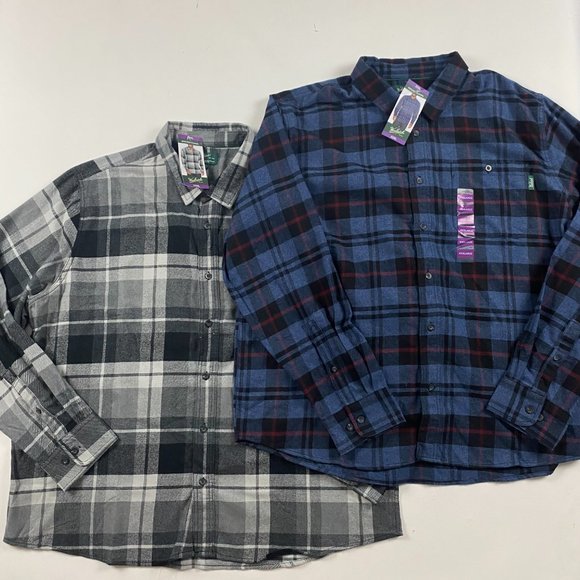 NEW Lot of 2 Woolrich Flannel Shirt Men's 3XL Granite Plaid Deep Navy Plaid - Picture 1 of 15